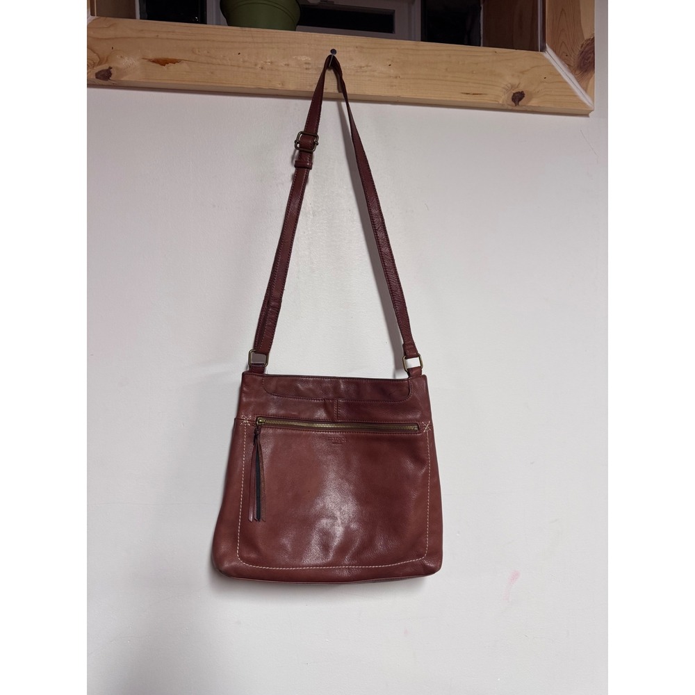 Classic Brown Leather Crossbody Bag - Adjustable Strap